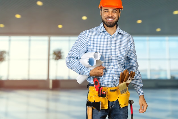 Construction Worker On Building Site