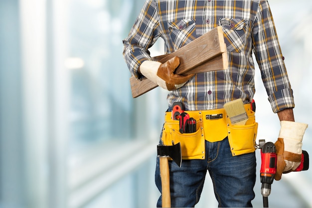 Construction Worker On Building Site