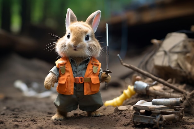 Construction Worker Bunny Generative AI