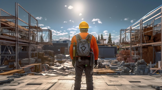 Construction worker at the construction project Generative AI