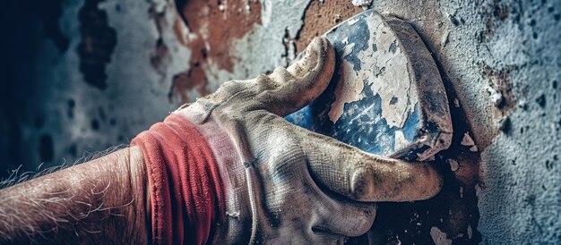 Construction worker hands with gloves