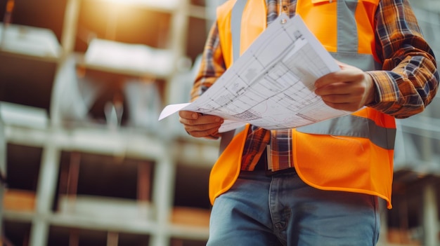 Construction Worker Holding a Piece of Paper