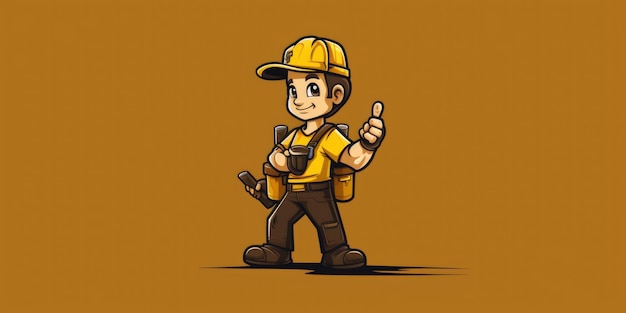 Construction Worker mascot for a company logo line art Generative AI