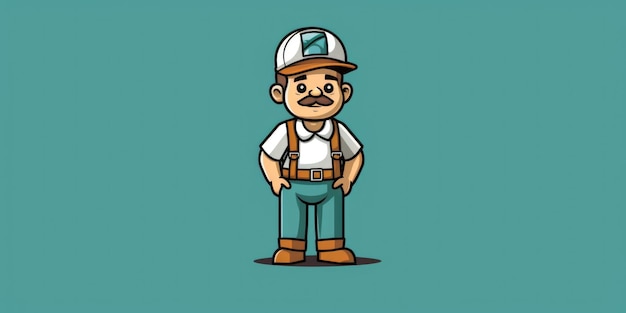 Construction Worker mascot for a company logo line art Generative AI