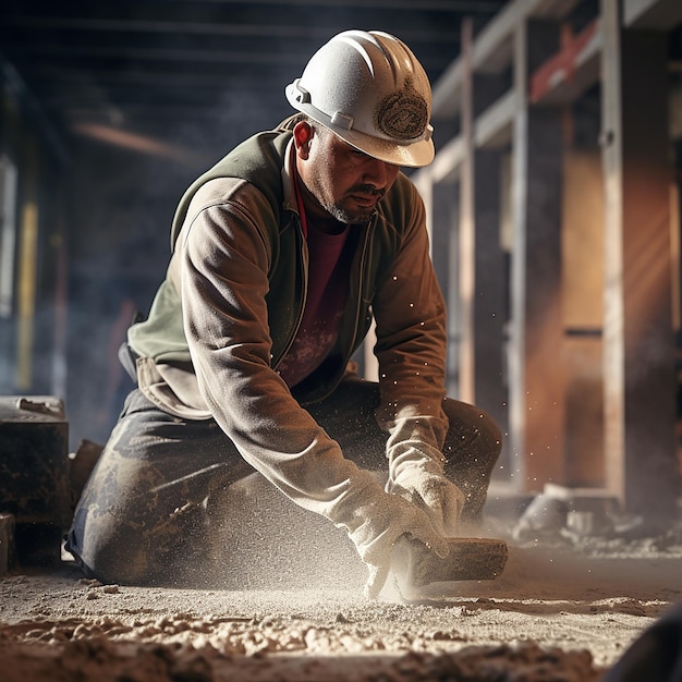 Construction Worker Pouring Concrete for Commercial Project