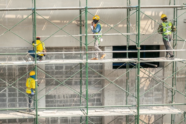 Construction worker on scaffolding