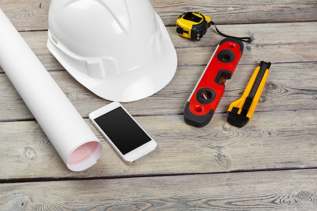 Photo construction  worker supplies and instruments