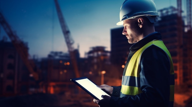 Photo construction worker with helmet