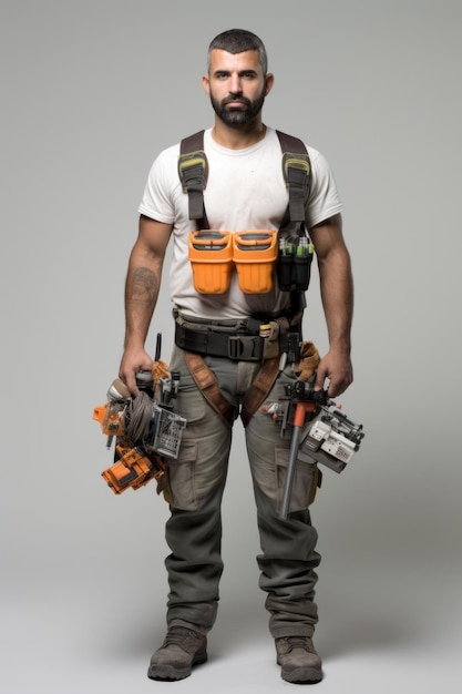 Construction worker with tools