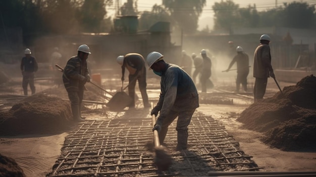 Construction workers are working on a construction site.