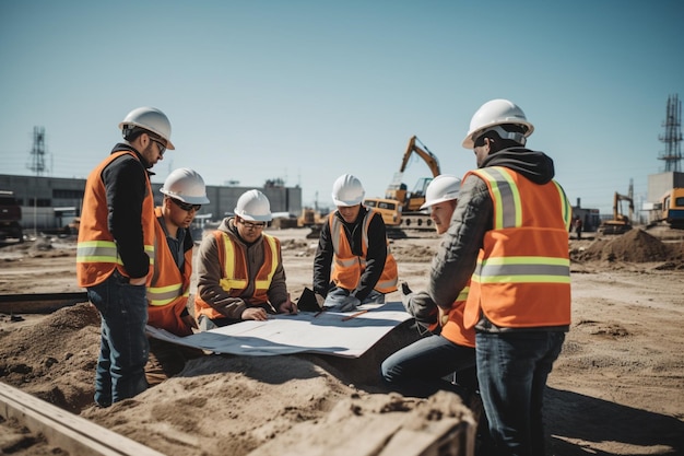 Construction workers on a construction site