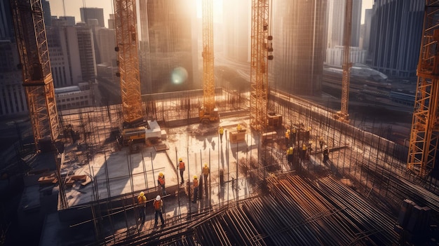 Construction workers on a construction site