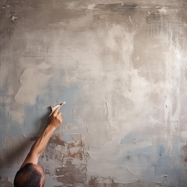 Construction Workers Hands Applying Plaster Skill in Action