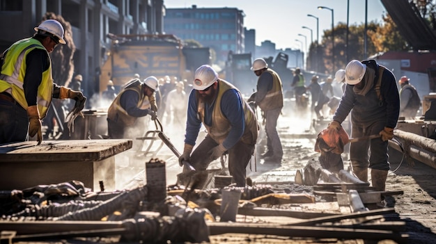 Construction workers on site