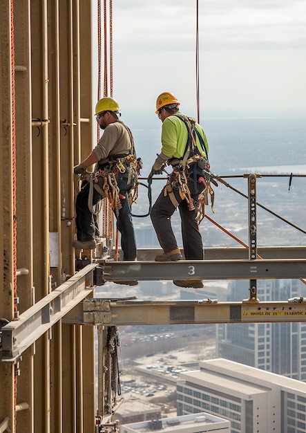 Construction workers working on a construction site