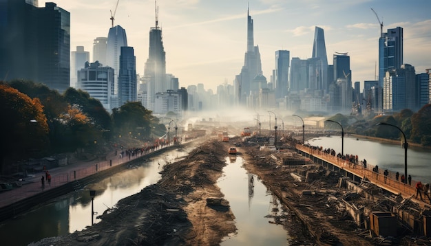 construction works in frankfurt downtown germany