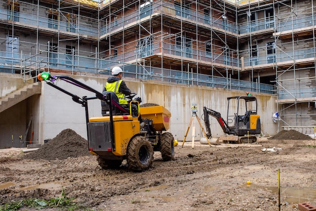 Photo construction works in progress at new residential building site