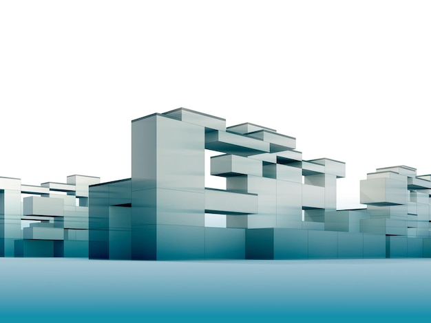 constructivism in blue 3d rendering