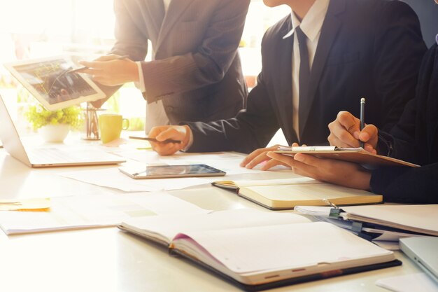 Photo consult business, man meeting with finance.