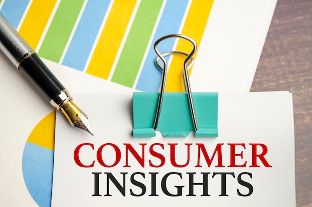 Photo consumer insights text on the sticker and charts