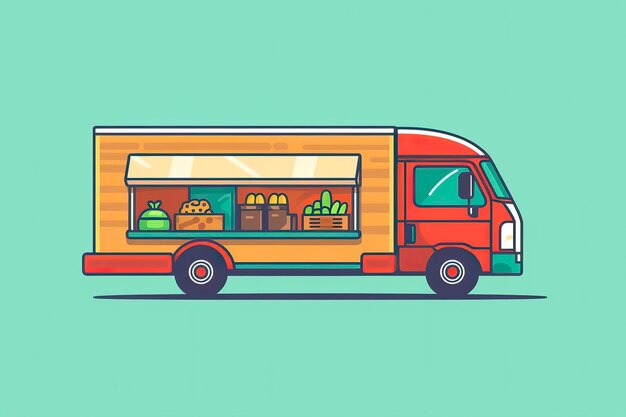 Consumer Truck Illustration Transportation illustration Generative AI