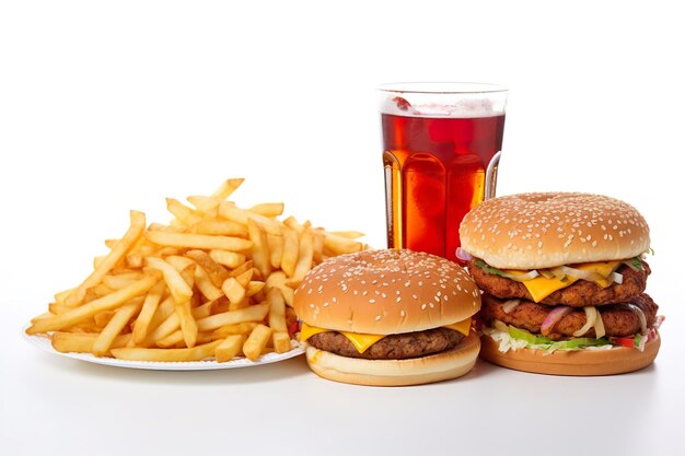 Consuming junk food as fried foods hamburgers soft