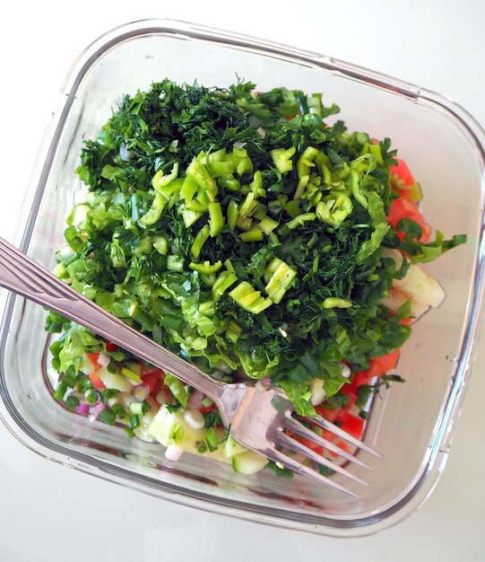 Consuming salad for diet healthy lifestyle salad to lose weight