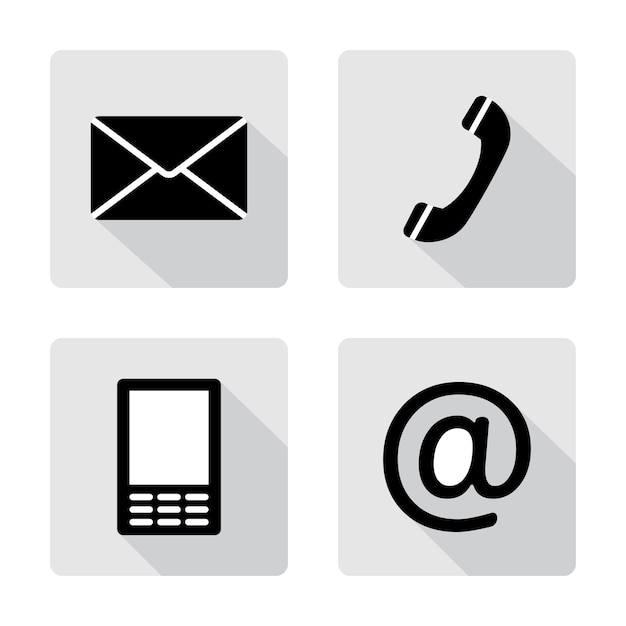 Photo contact icons buttonsset - envelope, mobile, phone, mail