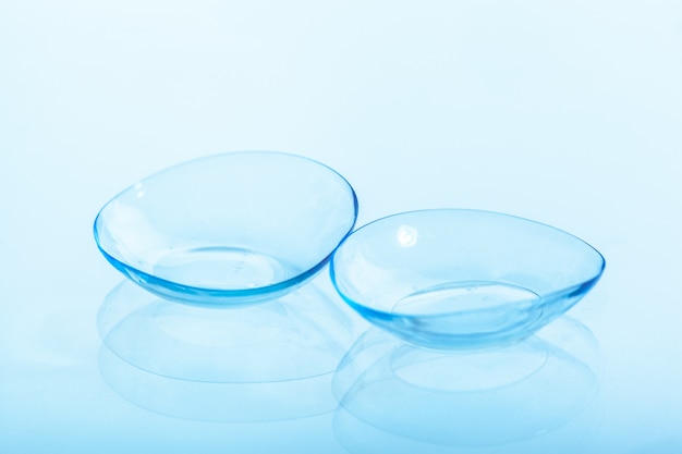 Contact lens on blue 