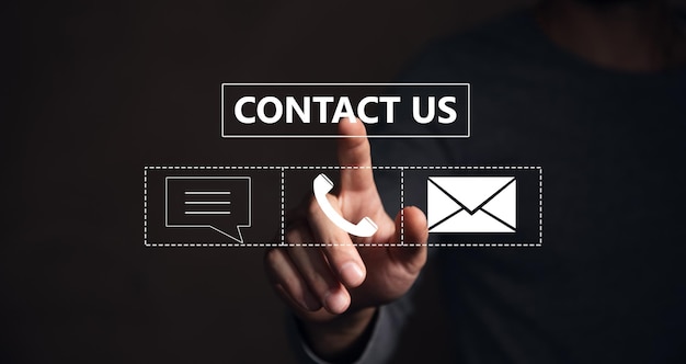 Contact us icons on a virtual screen | Premium Photo