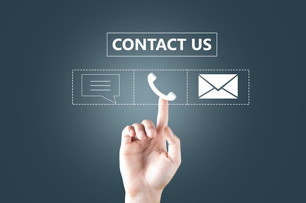 Contact us icons on a virtual screen