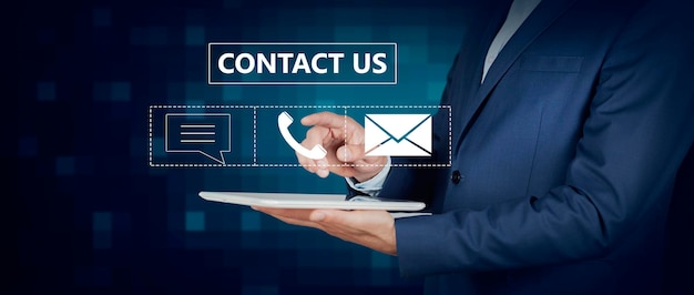 Contact us icons on a virtual screen