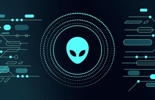 Contact with an alien civilization ufo icon extraterrestrial life digital background