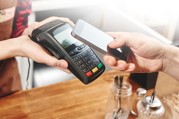 Contactless payment by phone.