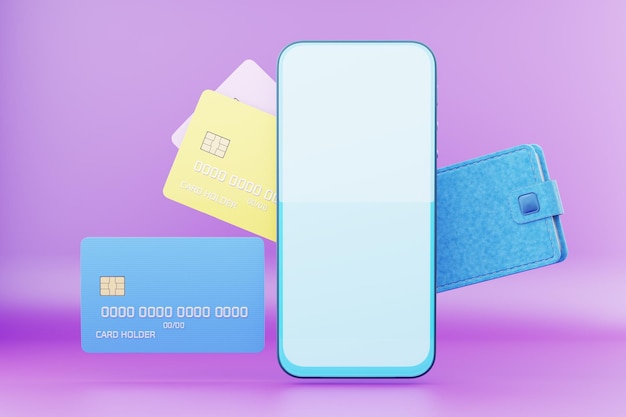 Фото Бесконтактные платежи онлайн-банкинг банковские услуги magenta мобильные платежи смартфоны монеты банковские карты кошелек 3d рендеринг