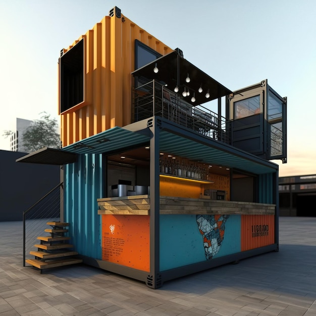 container bar pub restaurant illustration concept of sustainability and recycle eco modern minimal