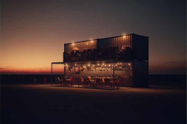 컨테이너 바 펍 레스토랑 지속 가능성 및 재활용 에코 모던 최소의 그림 개념