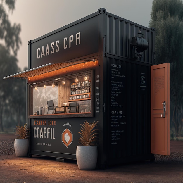 container bar pub restaurant illustration concept of sustainability and recycle eco modern minimal