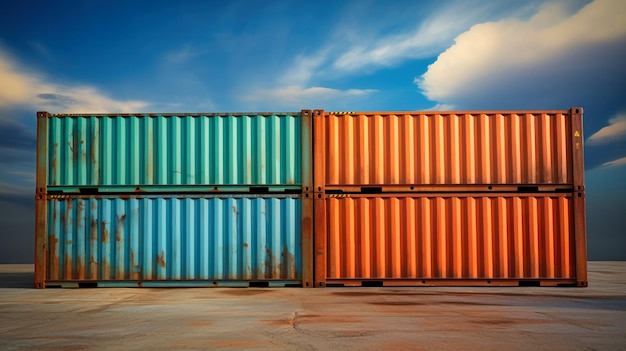 Контейнерная коробка с грузового судна для концепции импортно-экспортной логистики Морские контейнеры для перевозки товаров