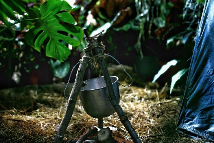 फोटो container on camping stove