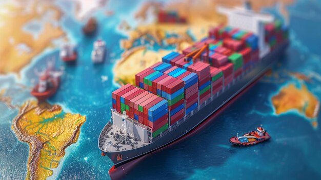 Foto container cargo ship futuristico concetto di logistica globale di consegna internazionale