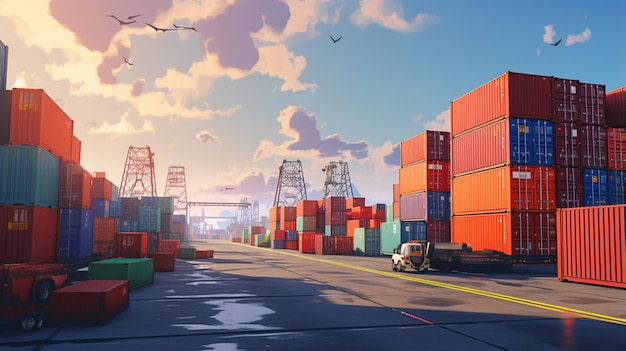 container cargo ship with containers in sea port logistics and freight transportation
