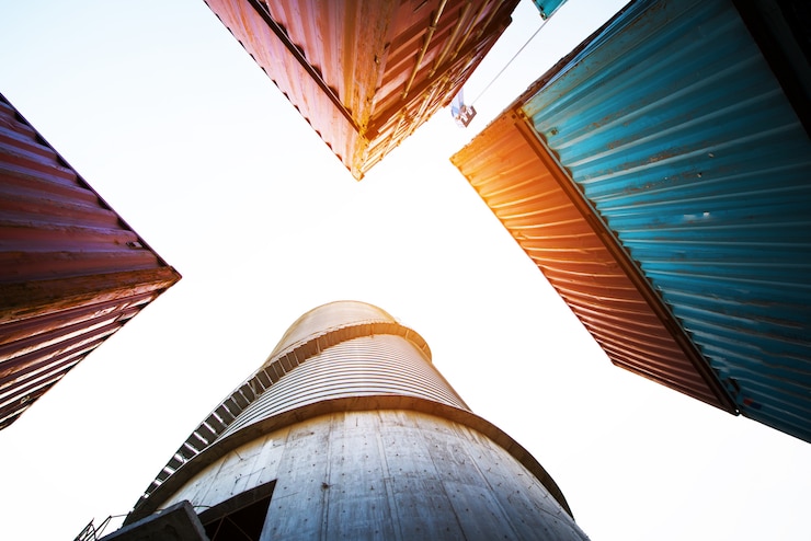 Photo container, container ship in import export and business logistic.