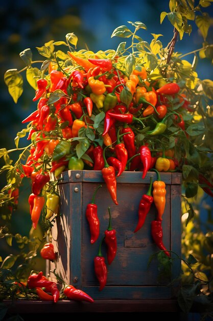 A container full of peppers including peppers peppers and peppers