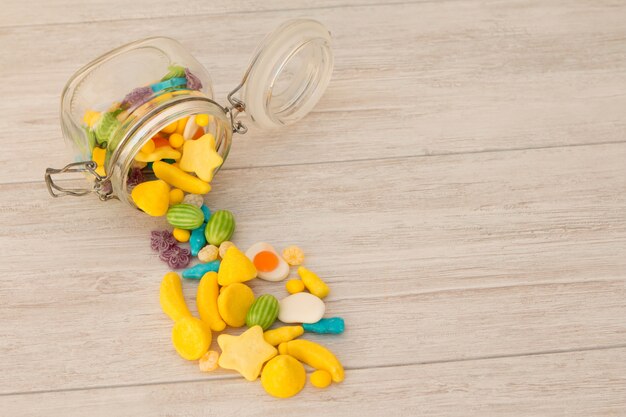 Container glass filled with candies