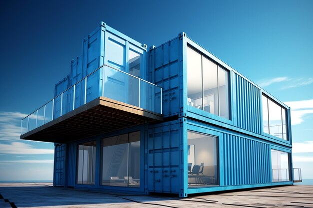 A container home building on a plot of land 2 storey modern container house cafe or restaurant