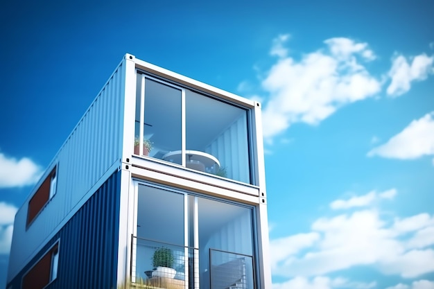 A container home building on a plot of land 2 storey modern container house cafe or restaurant