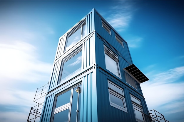 A container home building on a plot of land 2 storey modern container house cafe or restaurant