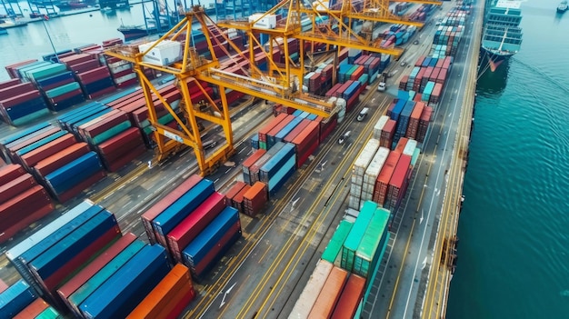 Photo container loading in a cargo freight ship