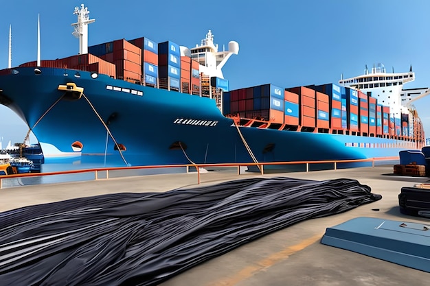 Container Ship Being Loaded and Unloaded